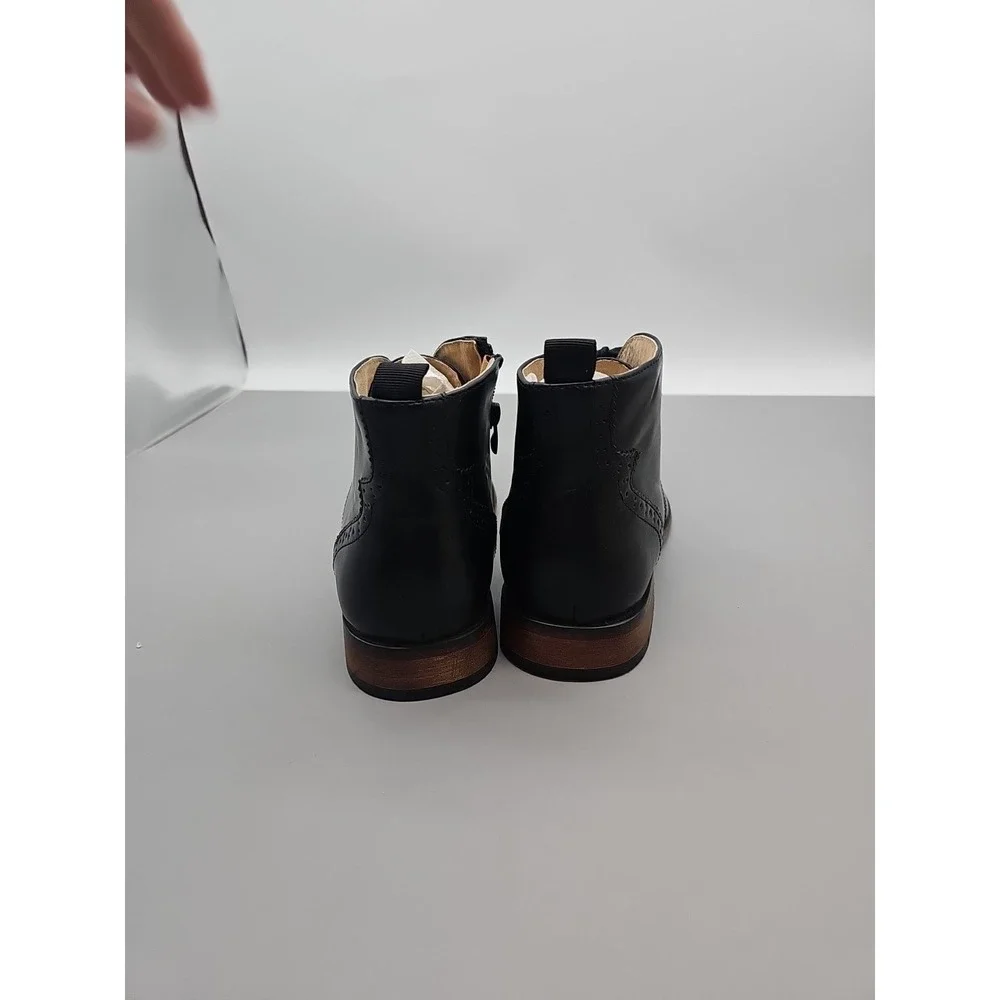 Mens High Top Boot Gino Vitale Leather Wingtip Zip Herringbone Tweed Black Sz 8.